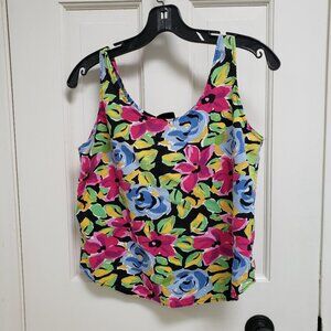 Vintage Judy Knapp California Floral Tropical Tank Top 80s 90s Boho Beach S